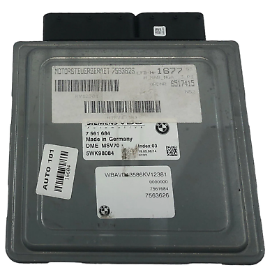 06-07 BMW 325I E90 3.0L Engine Control Module ECM Computer 7 561 684