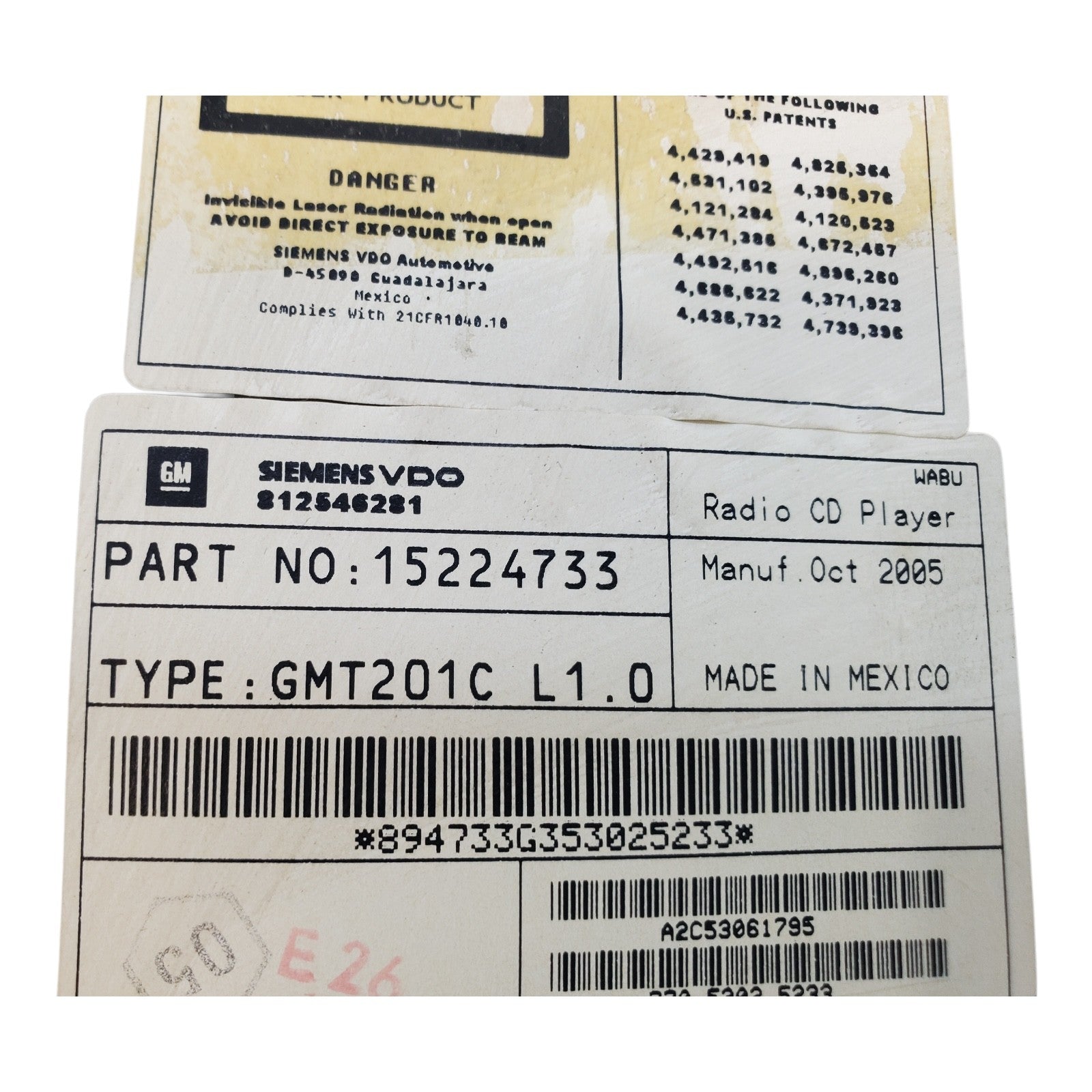 05-07 CHEVROLET UPLANDER AM/FM RADIO DISC CD PLAYER 15224733 OEM