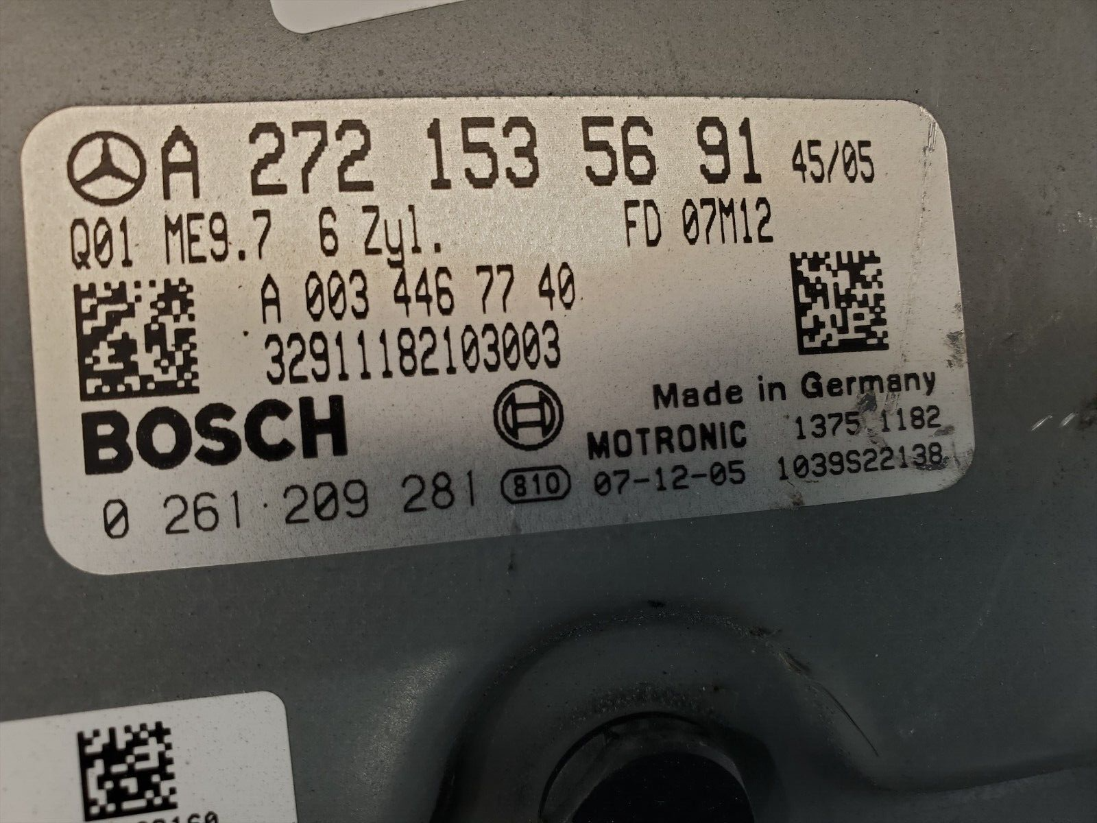 2008 - 2010 MERCEDES BENZ C300 3.0L ENGINE CONTROL MODULE A 272 153 56 91 OEM