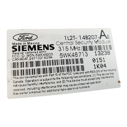 02 FORD EXPLORER REMOTE KEYLESS ENTRY MODULE 1L2T-14B207-AE