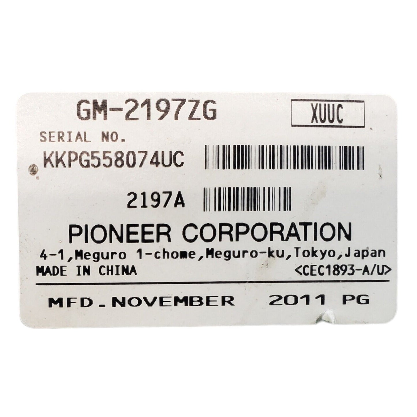 2010-2015 Chevrolet Equinox Pioneer Audio Radio Amplifier Unit GM-2197ZG