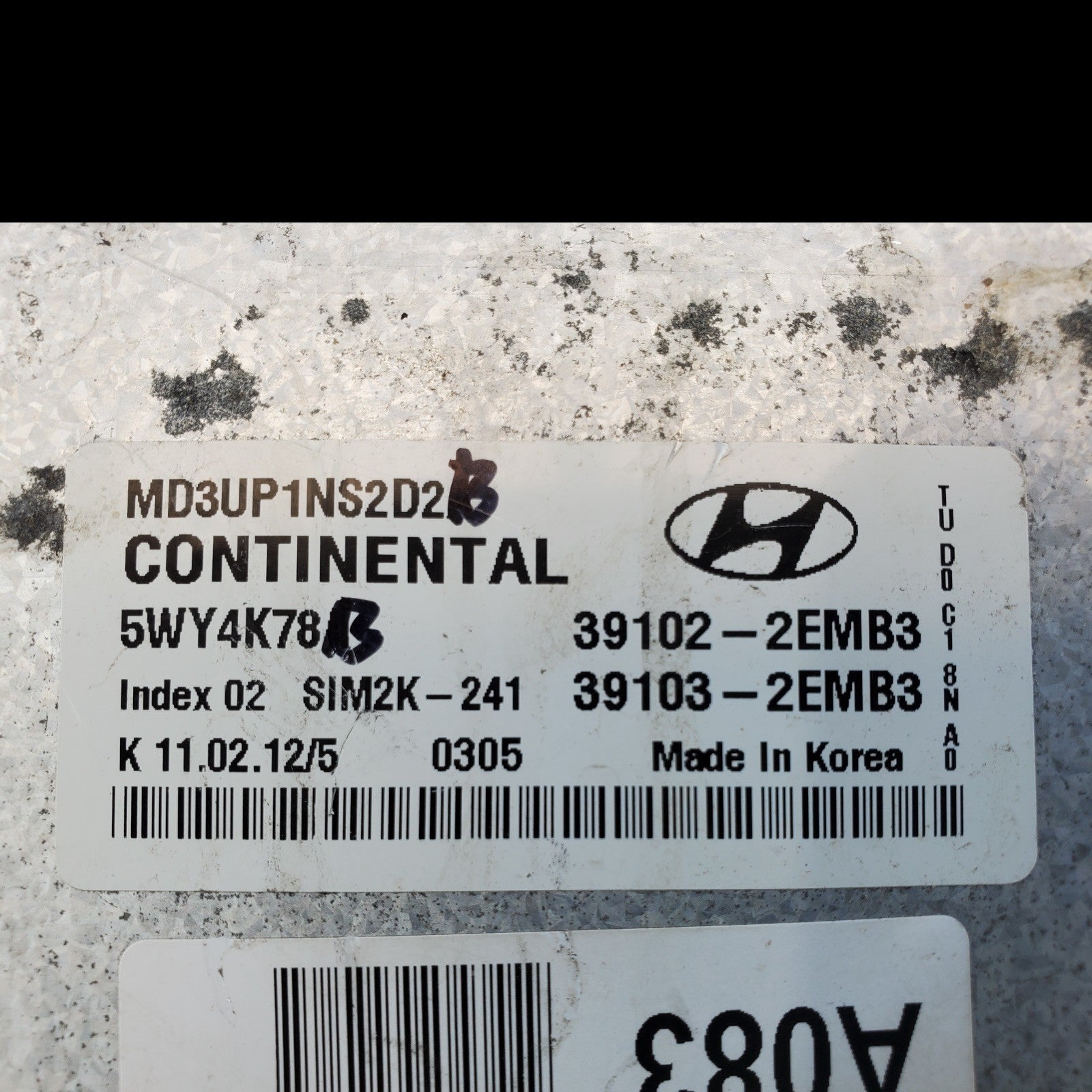 11 12 13 Hyundai Elantra 1.8 Engine Control Module Unit ECU ECM OEM 39102-2EMB3