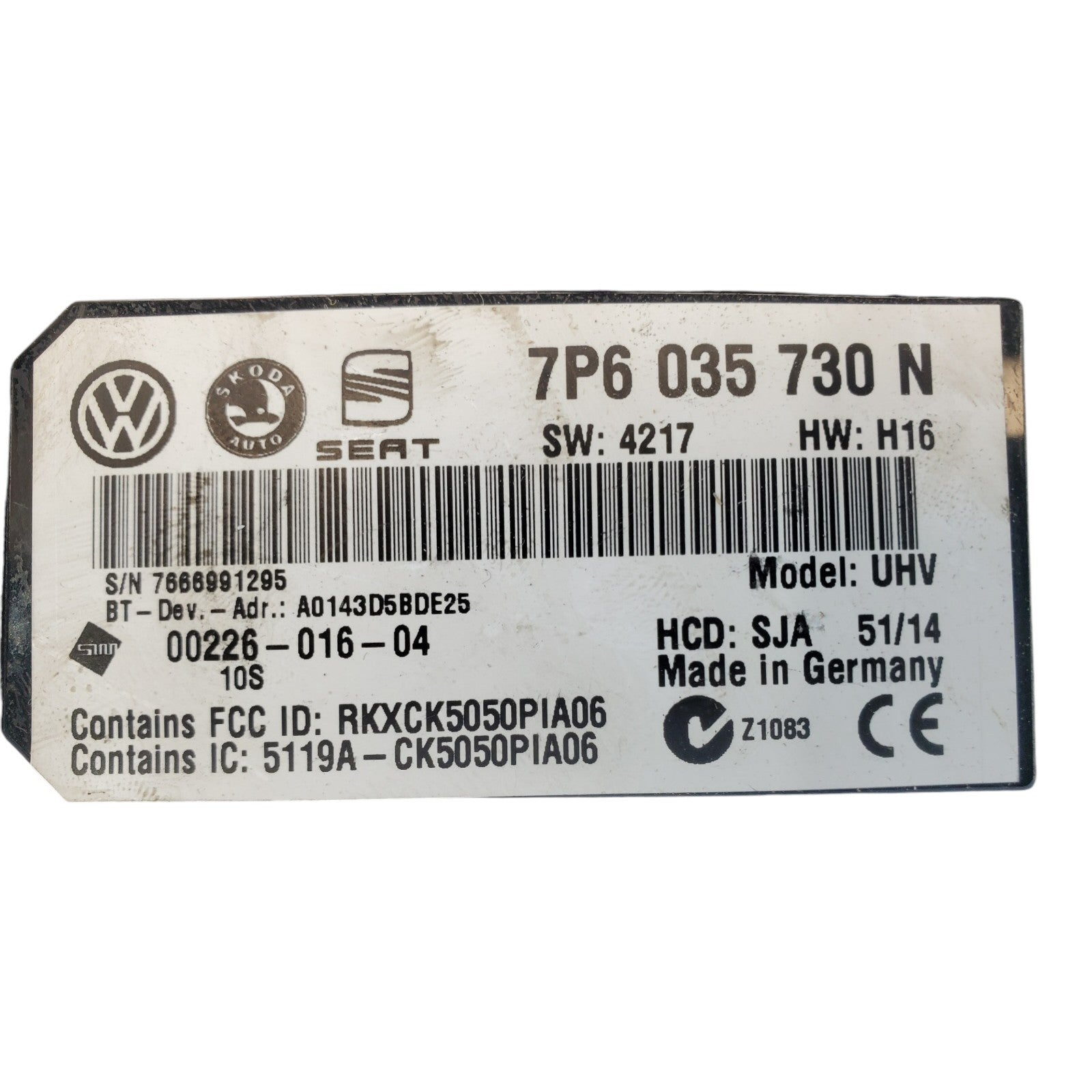 Control Module Communication Interface PN 7P6035730N OEM 15 17 Volkswagen Jetta