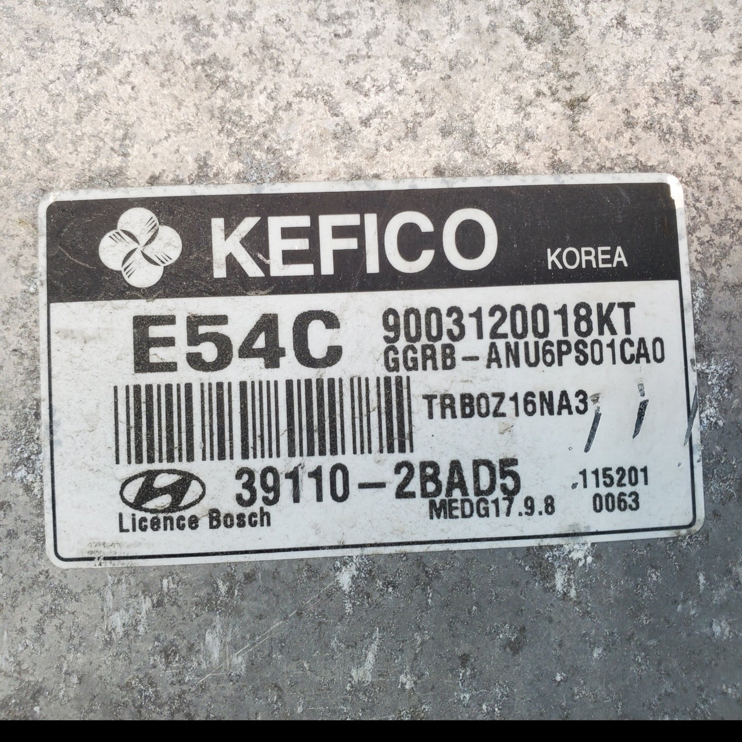 12-14 Accent 39110-2BAD5 Computer Brain Engine Control ECU ECM EBX Module