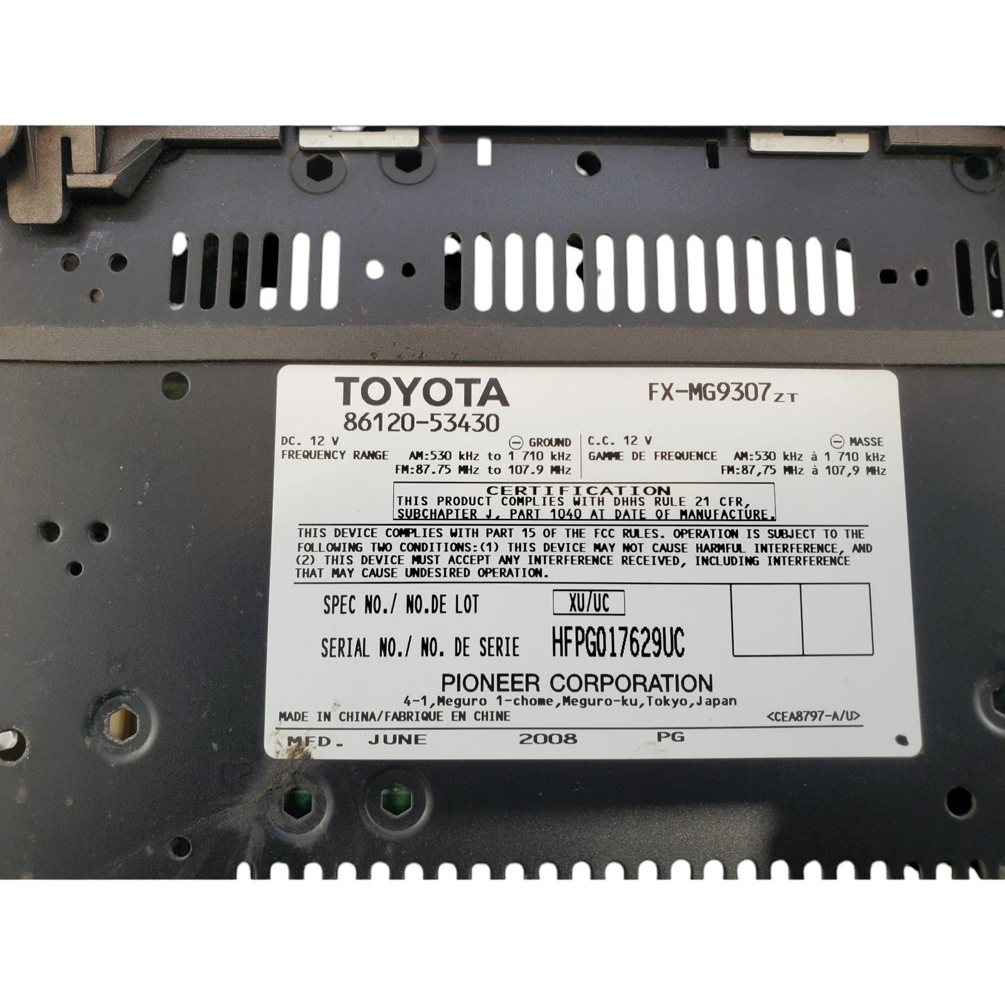 06 07 08 Lexus IS250 IS350 AM FM XM CD radio receiver 86120-53430 P1801
