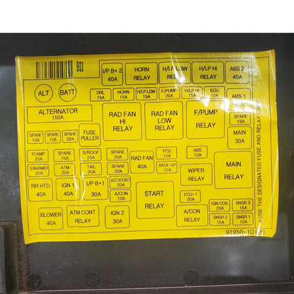 07-12 Kia Rondo Engine Engine Fuse & Relay Block 91950-1D210 OEMOpens