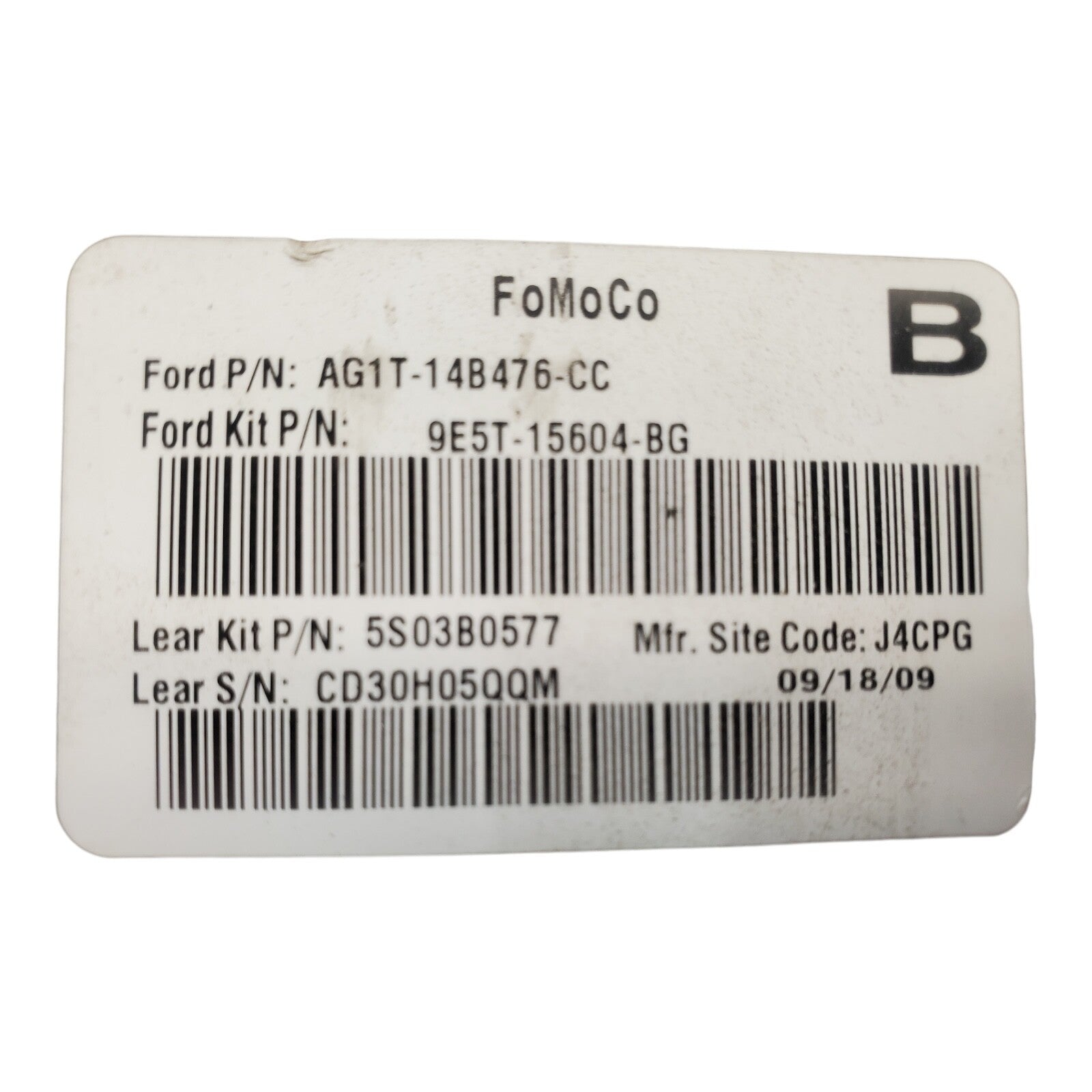10-12 Ford Fusion Multifunction Control Module AG1T-14B476-CC