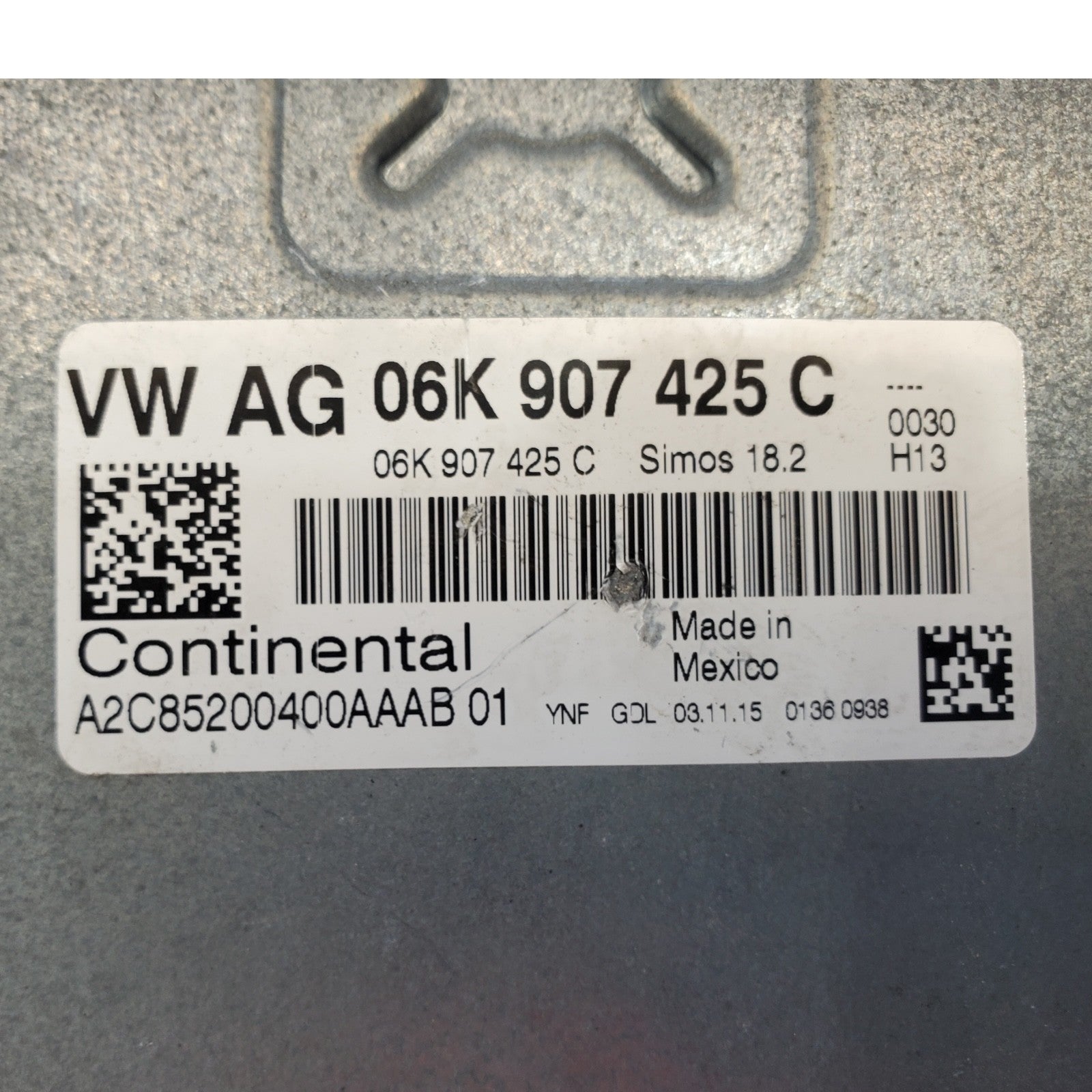 2014 - 2018 Volkswagen Jetta 1.8T ECM Engine Computer Module ECU 06K907425C