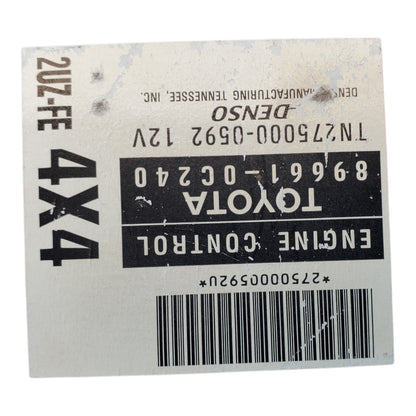 01-02 TOYOTA TUNDRA 4.7 ENGINE ELECTRONIC CONTROL MODULE ECM ECU ID 89661-0C240