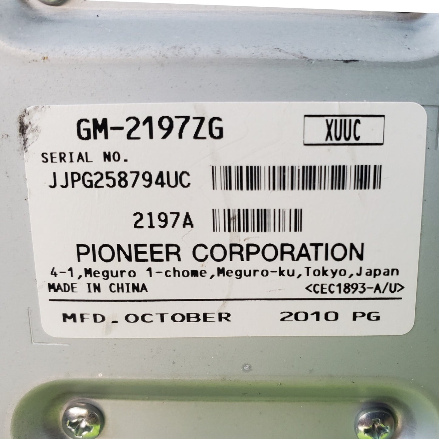 2010-2015 Chevrolet Equinox Pioneer Audio Radio Amplifier Unit GM-2197ZG