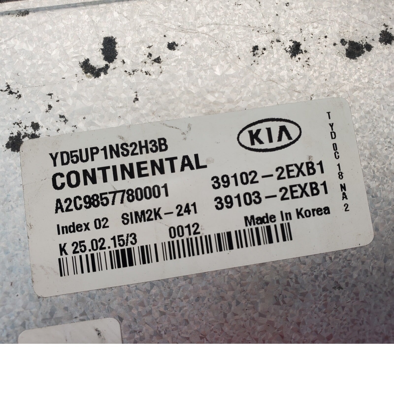 15 Kia Forte 39103-2EXB5 Computer Brain Engine Control ECU ECM EBX Module