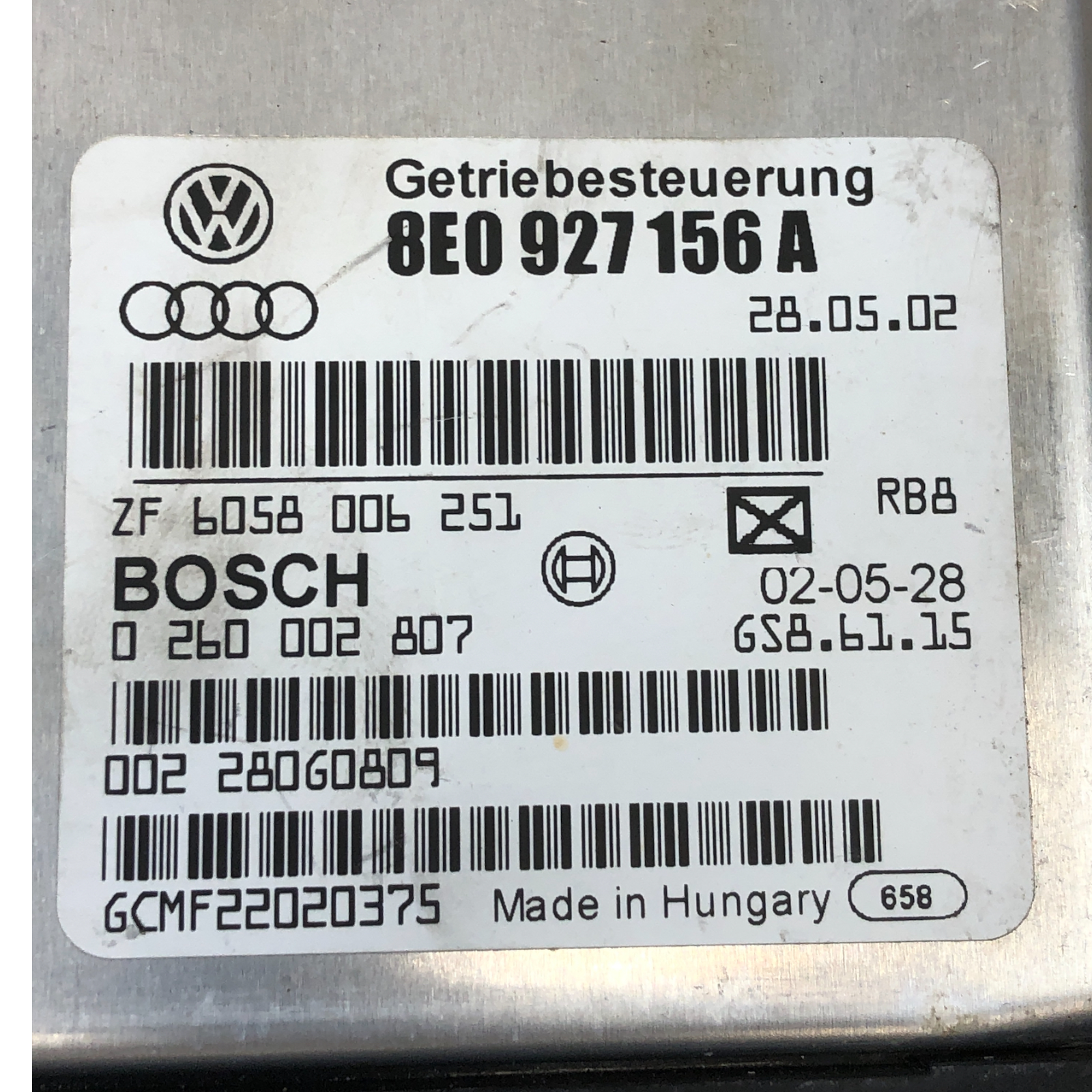 ✅ 02-03 Audi A4 transmission computer TCM 8E0 927 156 A