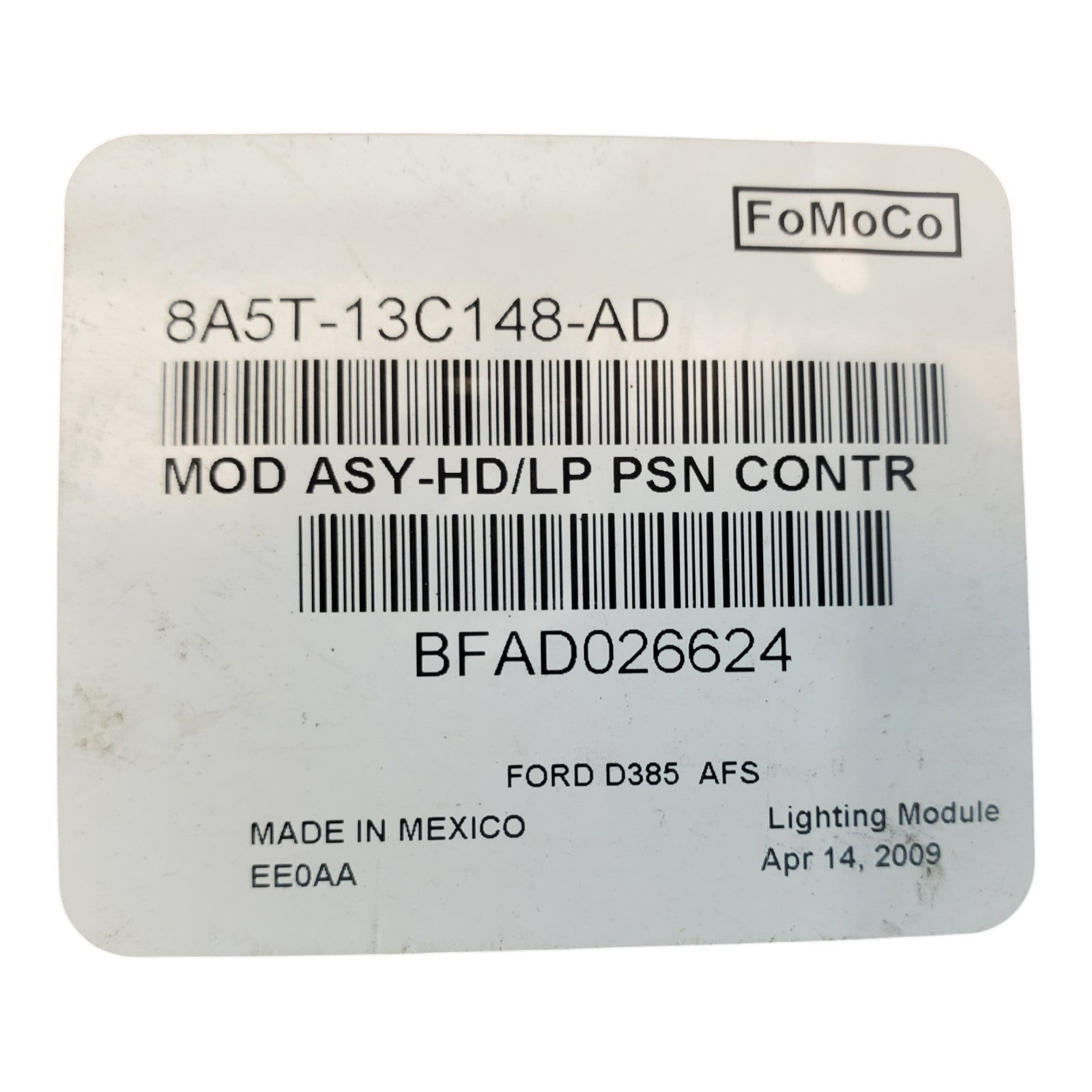 09-12 LINCOLN MKS Adaptive Head Light Headlight Control Module 8A5T13C148AD