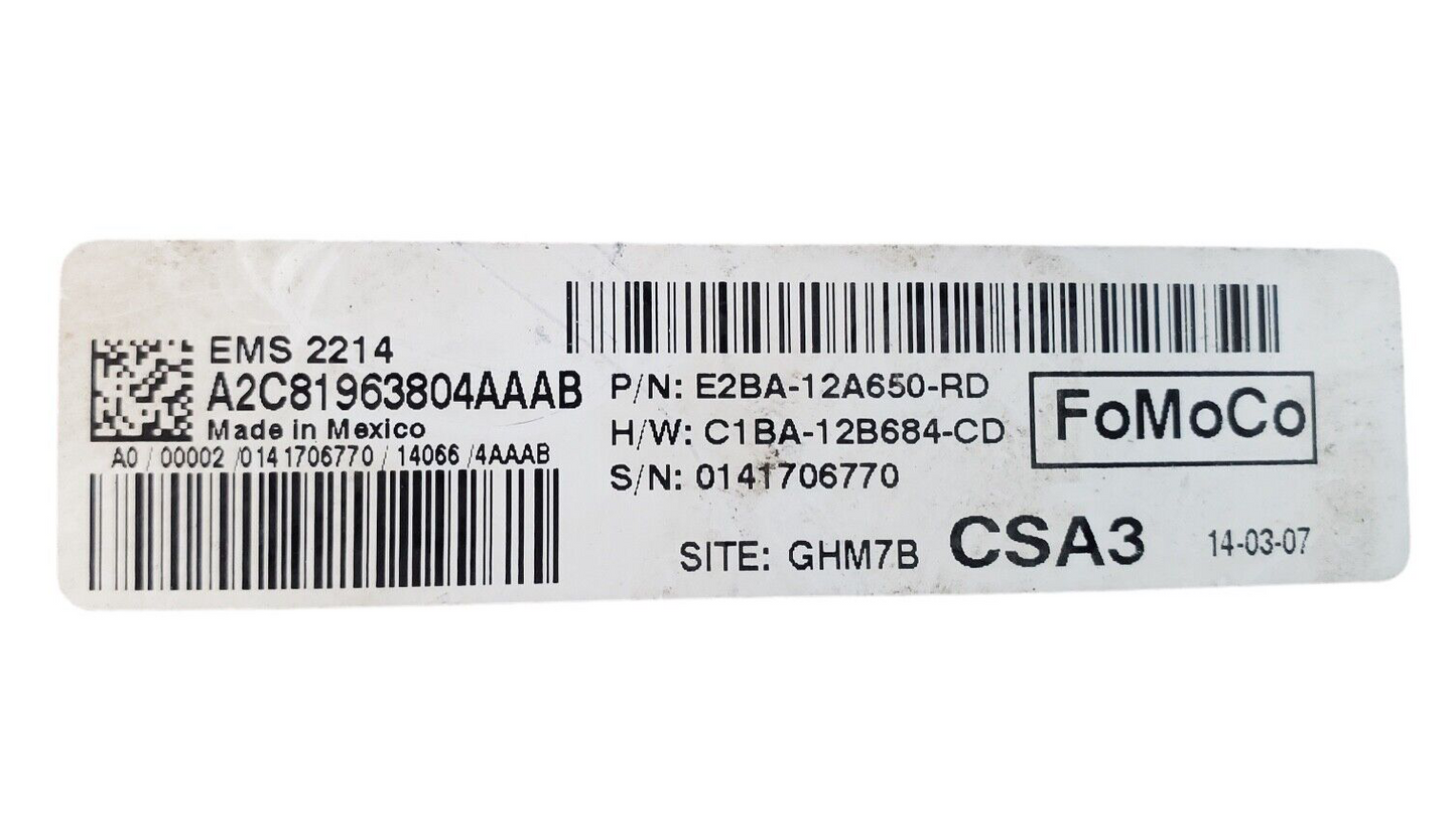2014 Ford Fiesta Computer Brain Engine Control ECU ECM EBX Module E2BA12A650RD
