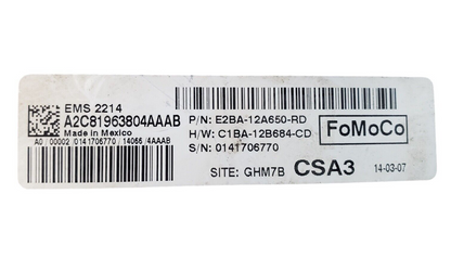 2014 Ford Fiesta Computer Brain Engine Control ECU ECM EBX Module E2BA12A650RD