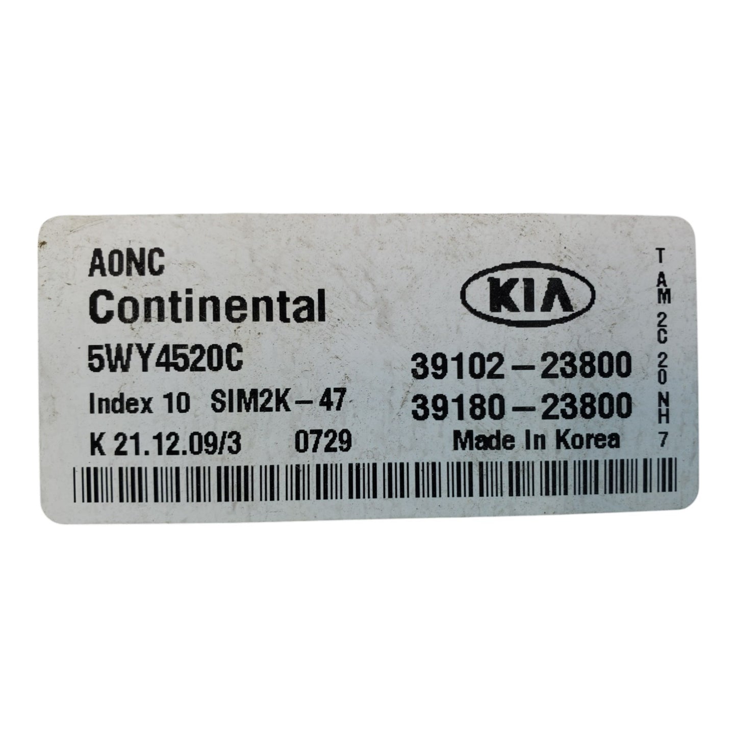 2010-2011 Kia Soul 2.0L Engine Computer Control Module Unit ECU 39102-23800 OEM