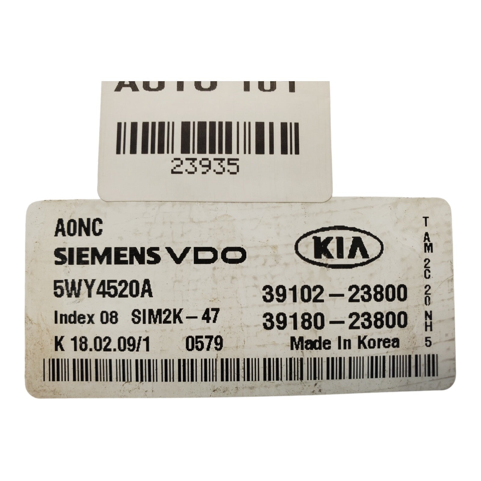 2010 KIA SOUL ENGINE CONTROL MODULE ECU ECM 39180-23800