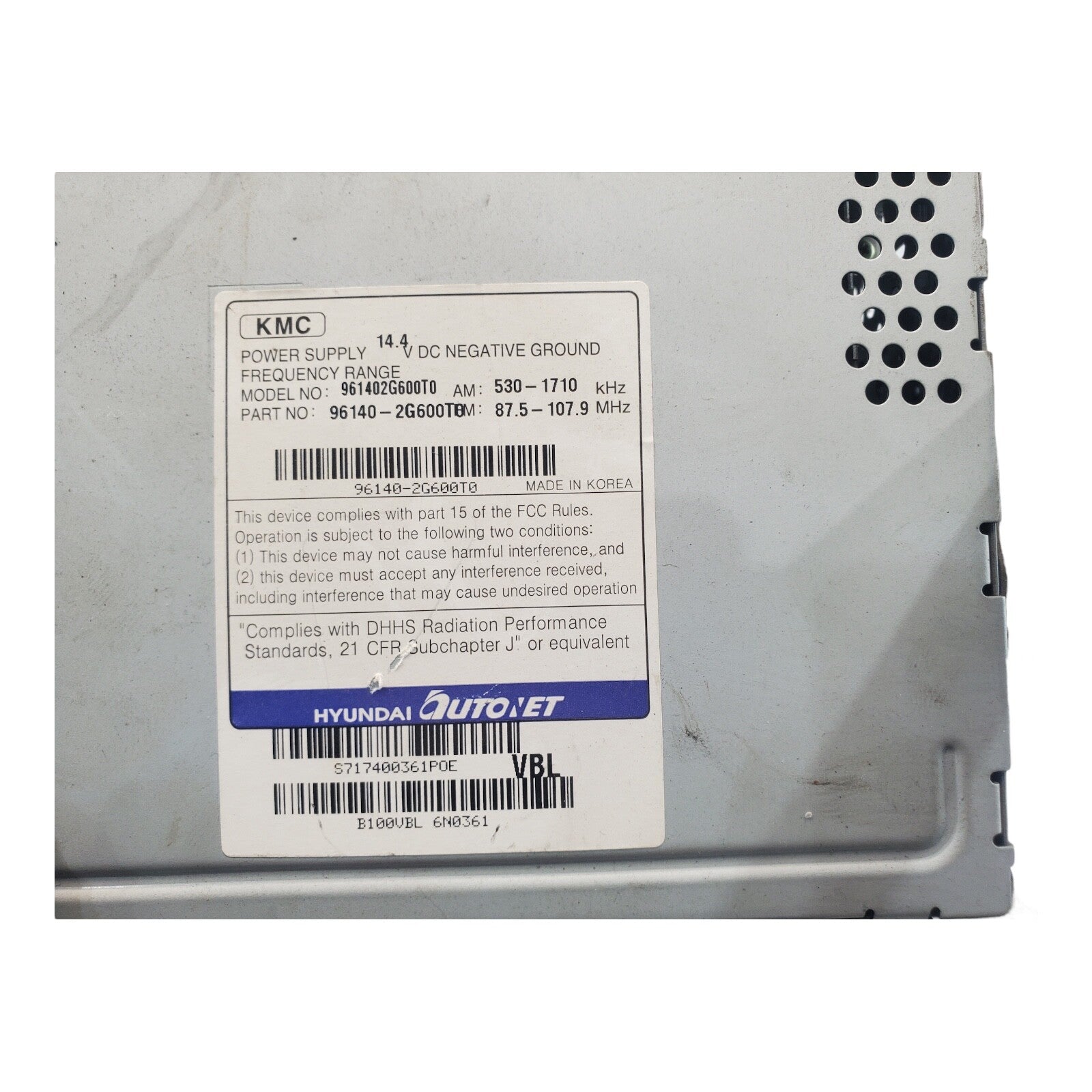 06-08 Kia Optima Single CD Radio Receiver 96140-2G600T0