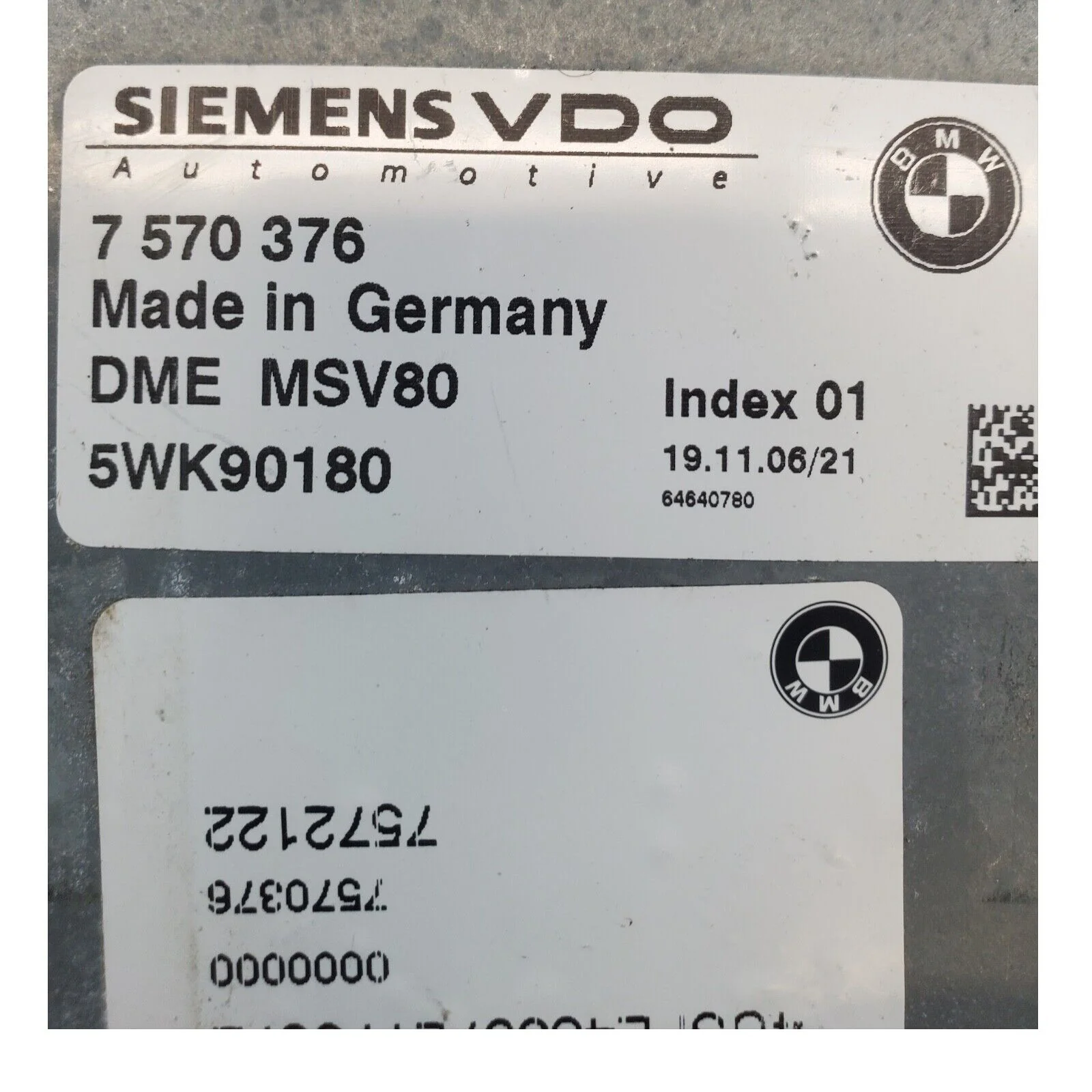 2007 BMW X5 ENGINE CONTROL MODULE P/N: 7 570 376 