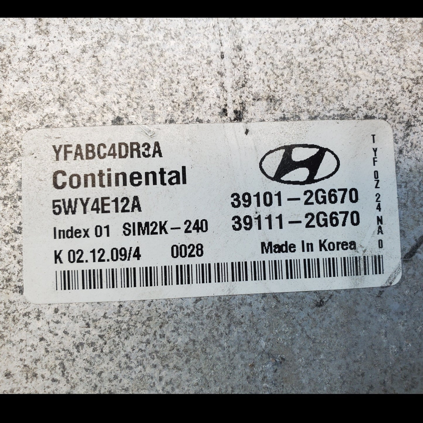 ENGINE COMPUTER HYUNDAI SONATA 2011 39101-2G670 39111-2G670 2.4L PCM ECM OEM