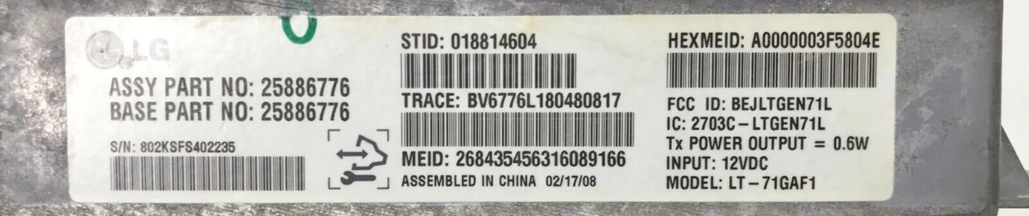 07-08 CHEVROLET IMPALA ONSTAR COMMUNICATION CONTROL MODULE 25886776 OEM