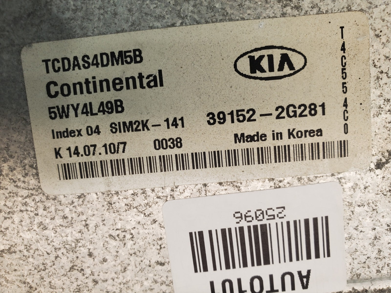 10 KIA FORTE 2.4L CALIF AT ECU ECM COMPUTER 39152-2G281