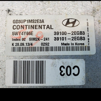 2013 ELANTRA Engine Control Module Computer ECU - 39100-2EGB3; 39101-2EGB3