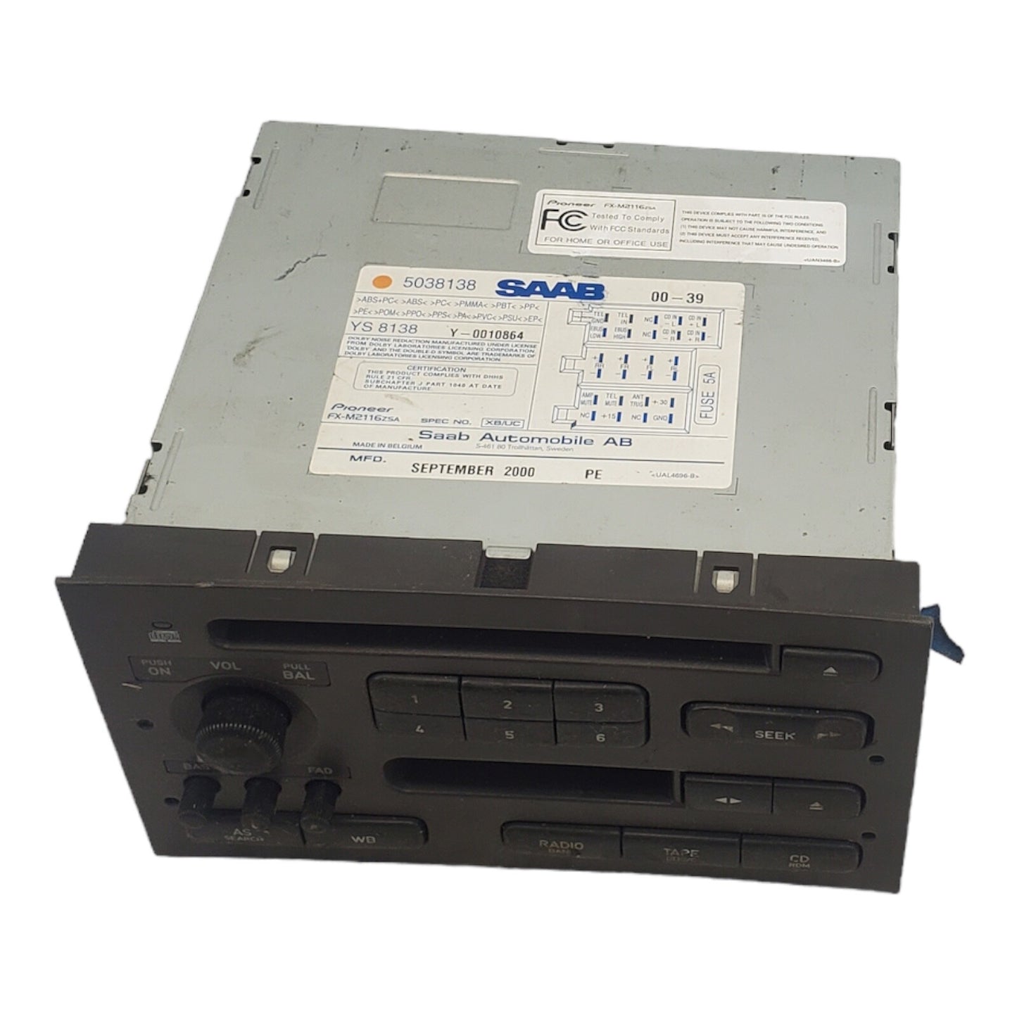 99-03 Saab 9-5 Stereo Radio Deck CD CASSETTE OEM 5038138 