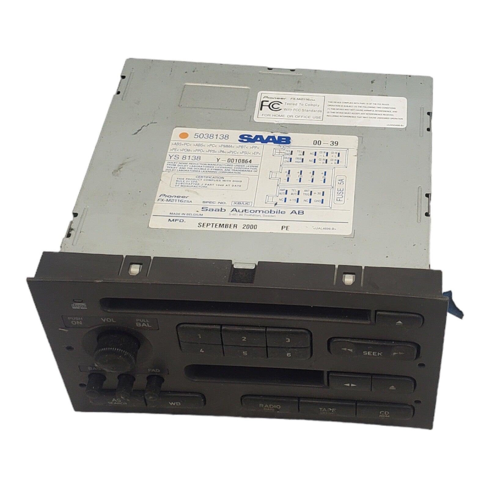 99-03 Saab 9-5 Stereo Radio Deck CD CASSETTE OEM 5038138 