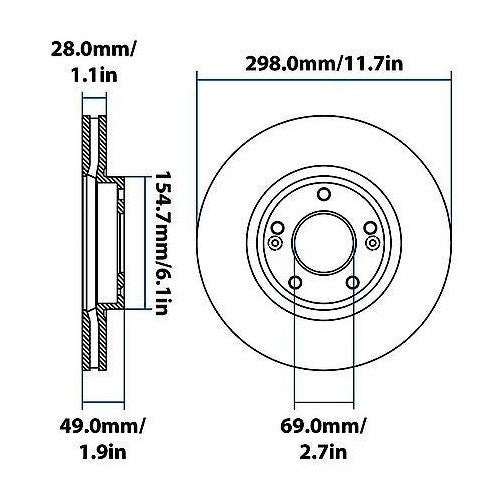 2007-2009 Hyundai Santa Fe Front Disc Brake Rotor