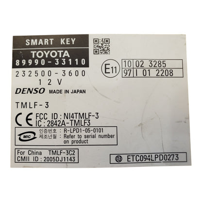 Lexus Toyota Smart Key Control Module Computer Unit 89990-33110, OEM