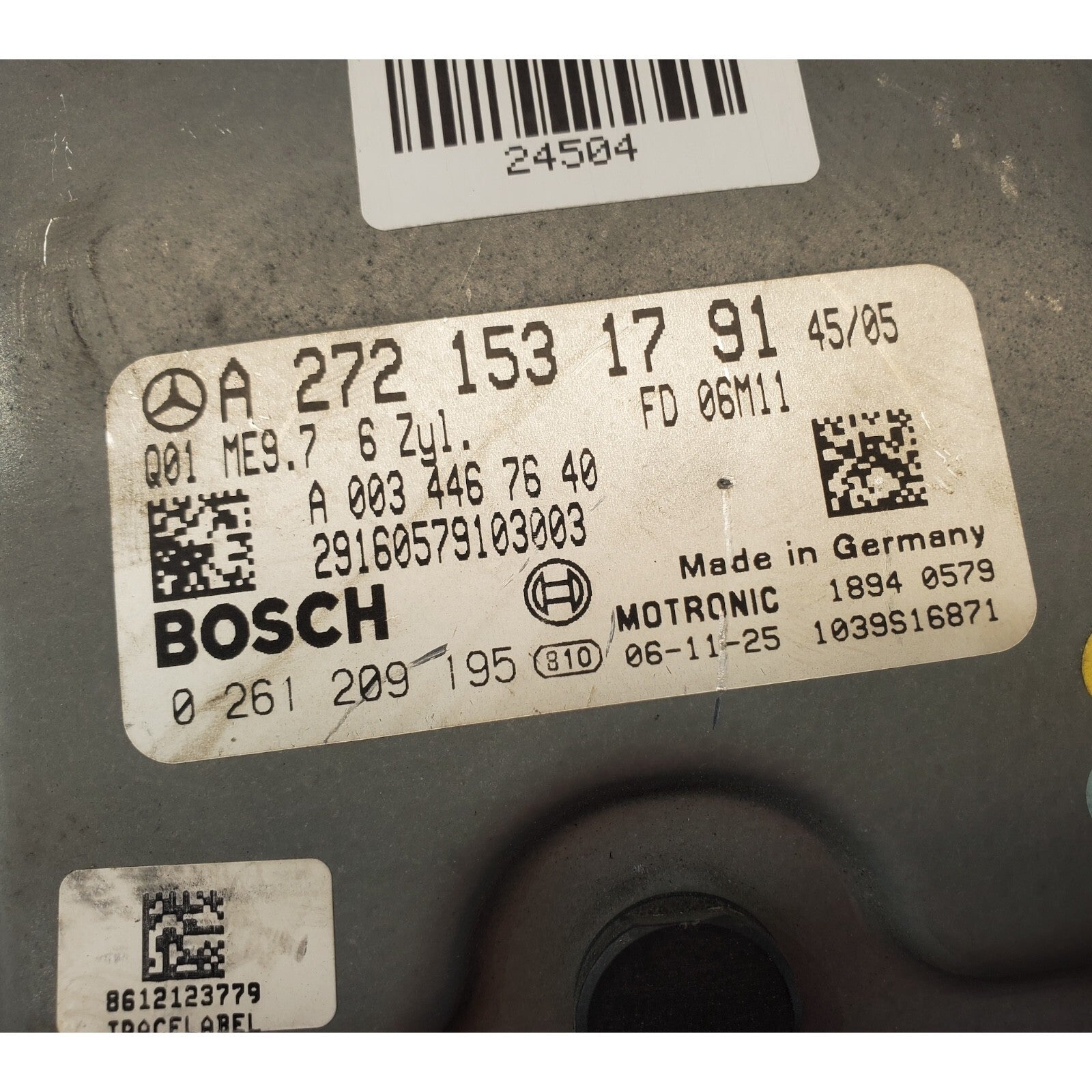 06-07 Mercedes-Benz C230 A2721531791 Engine Control Module Unit ECM