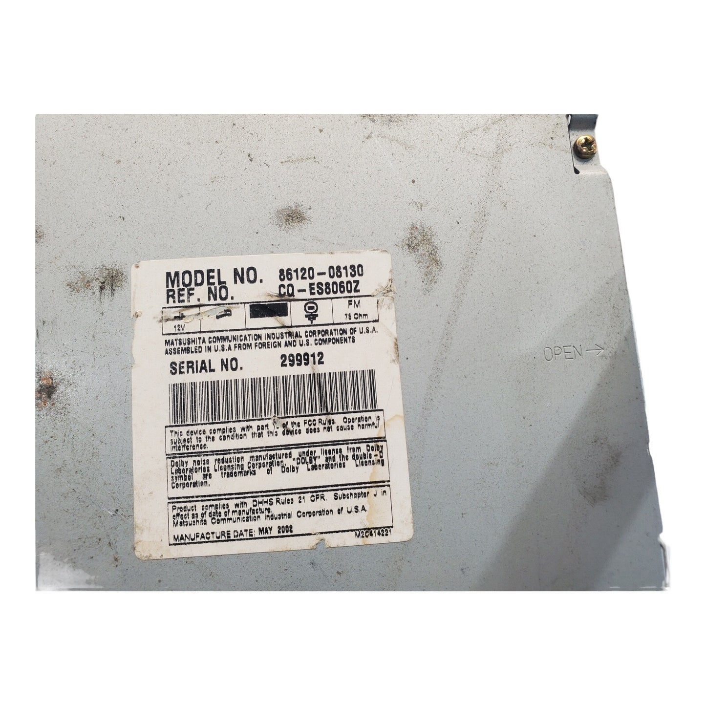 00-03 Toyota Solara SEQUOIA Radio Receiver Casette 6-Disc CD Changer 86120-08130