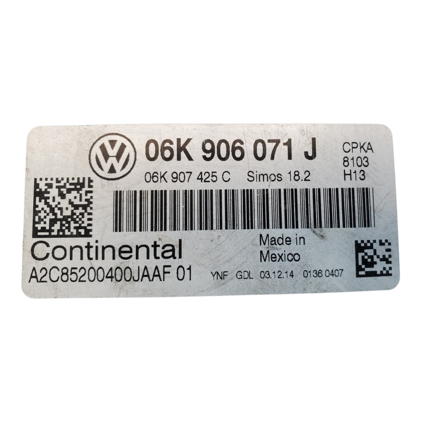 2015 VOLKSWAGEN PASSAT SE Electronic Engine Control Module ID CPKA (06K906071J)