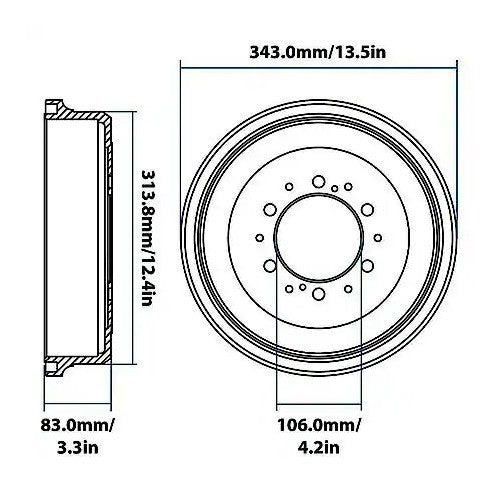 1986-2006 Toyota 4Runner/Pickup/T100/Tacoma/Tundra Rear Brake Drum