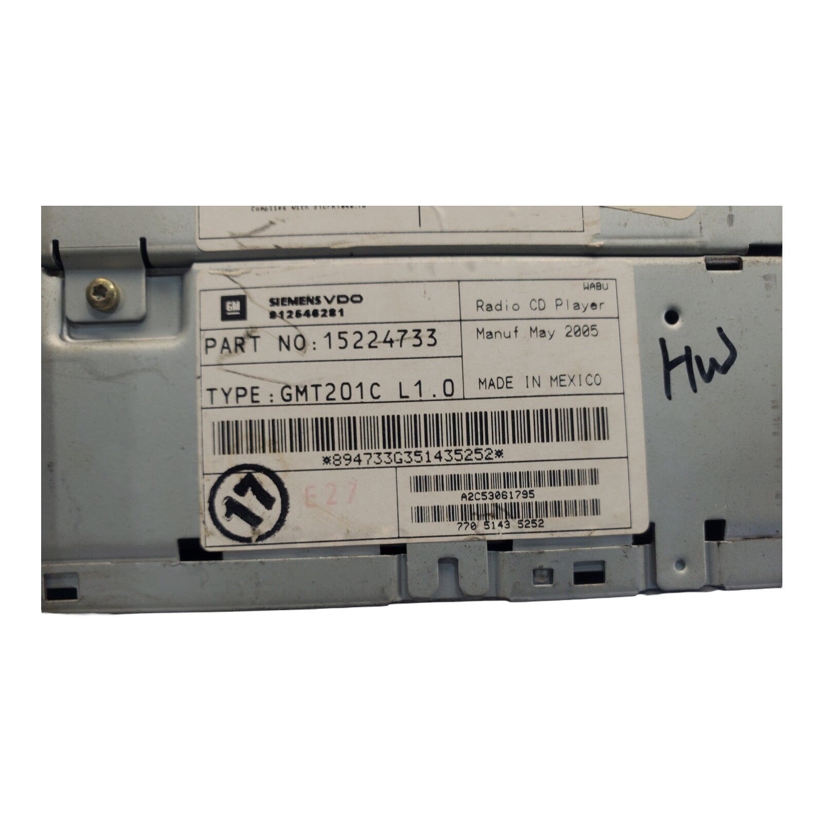 05-07 CHEVROLET UPLANDER AM/FM RADIO DISC CD PLAYER 15224733 OEM