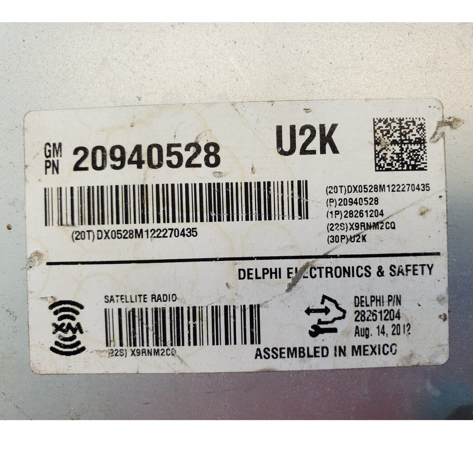 2006-2016 CHEVROLET IMPALA RADIO SATELLITE RECEIVER CONTROL MODULE 20940528 OEM