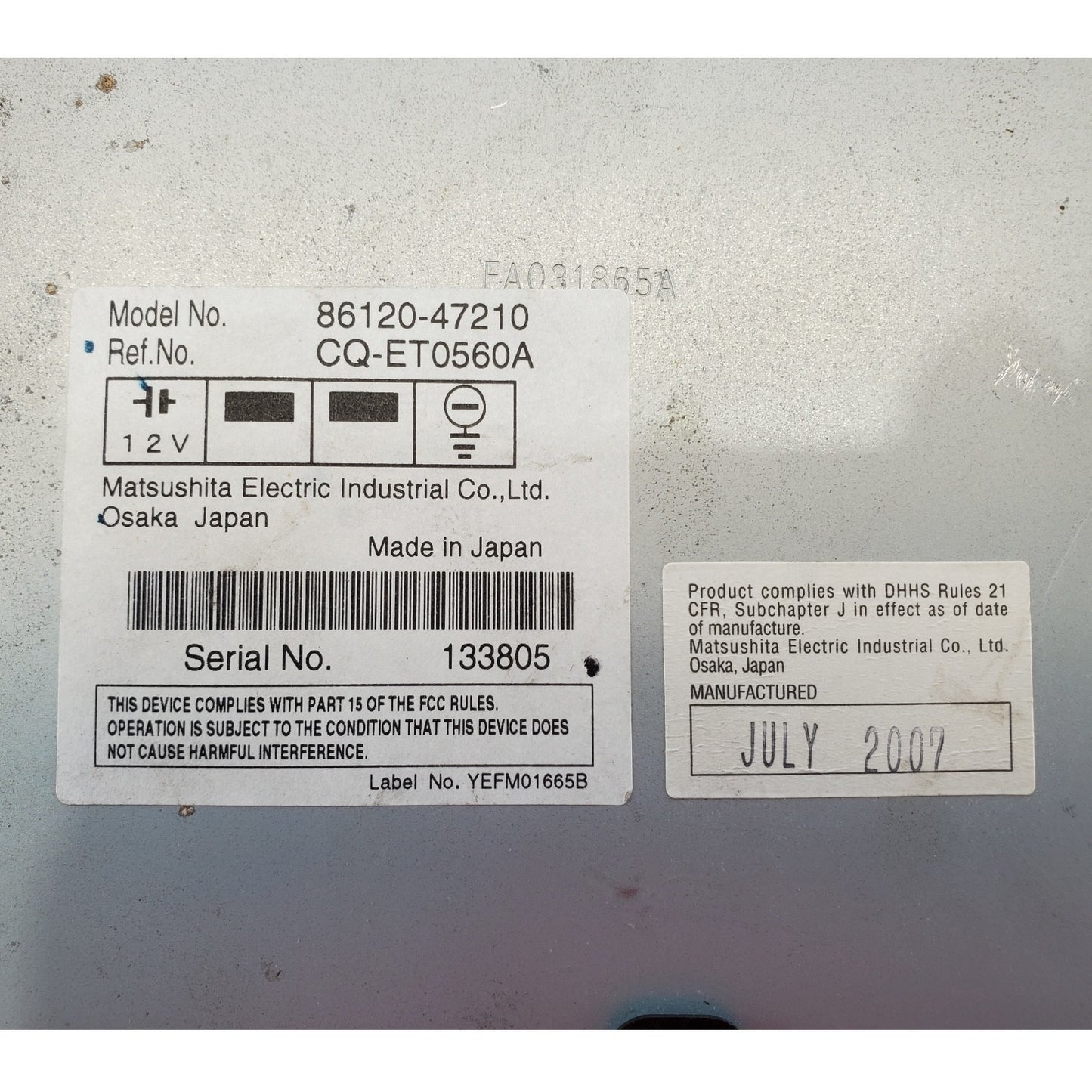 2007 TOYOTA PRIUS RADIO CD PLAYER 86120-47210 OEM 04 05 06 07 08 09