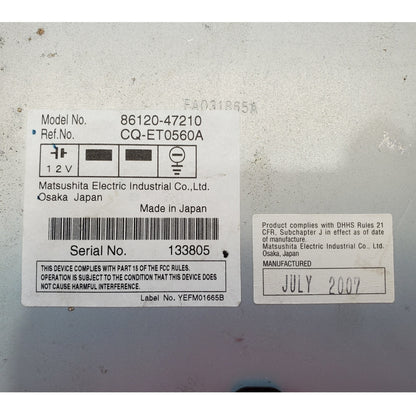 2007 TOYOTA PRIUS RADIO CD PLAYER 86120-47210 OEM 04 05 06 07 08 09