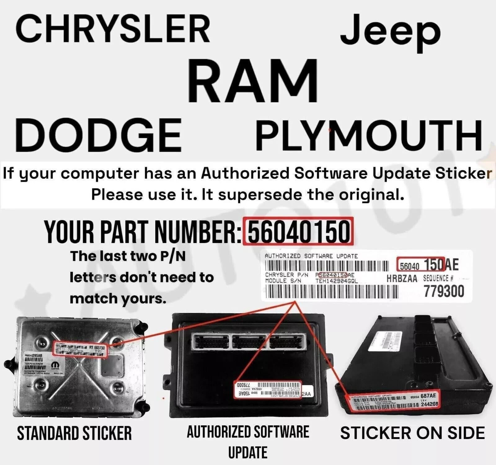 VIN Programmed 2004 Wrangler 4.0L Engine Computer MT 56044421 Plug&Play