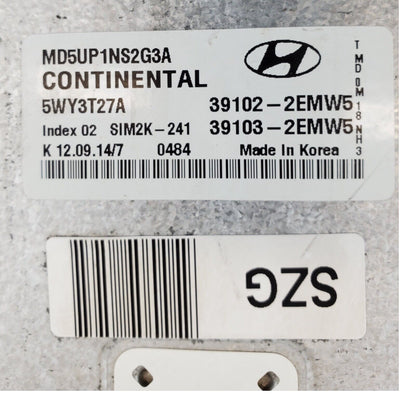15 Hyundai Elantra 39103-2EMW5 Computer Brain Engine Control ECU ECM EBX Module