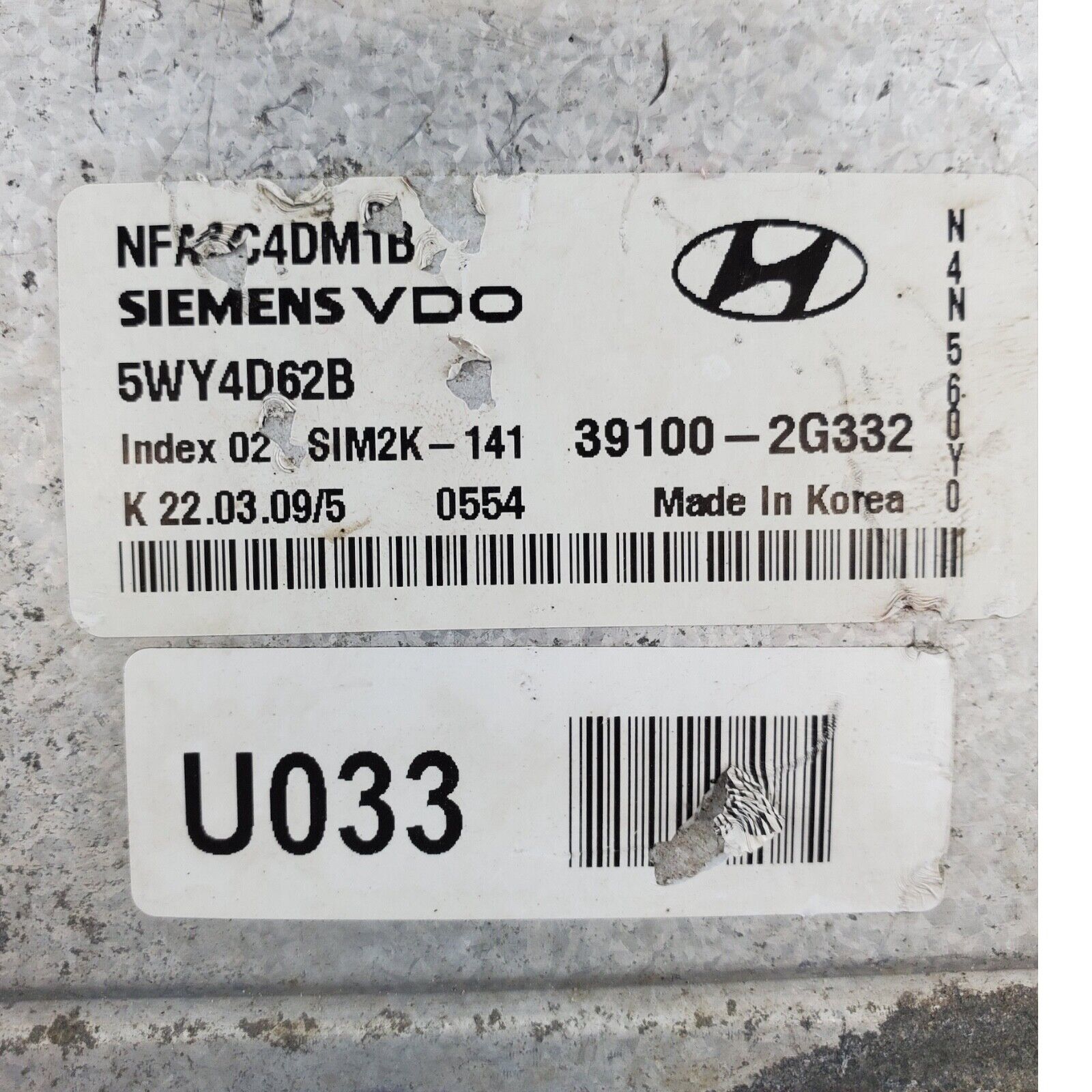 2009 09 10 HYUNDAI SONATA 2.4L AT ENGINE COMPUTER MODULE ECU ECM 39100-2G332 OEM