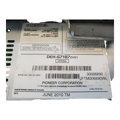 2008-2009 Honda Accord AM FM Radio CD Player