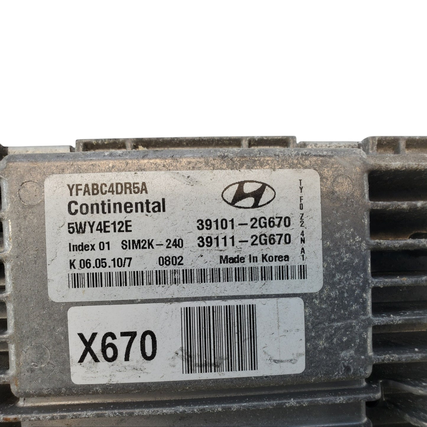 ENGINE COMPUTER HYUNDAI SONATA 2011 39101-2G670 39111-2G670 2.4L PCM ECM OEM