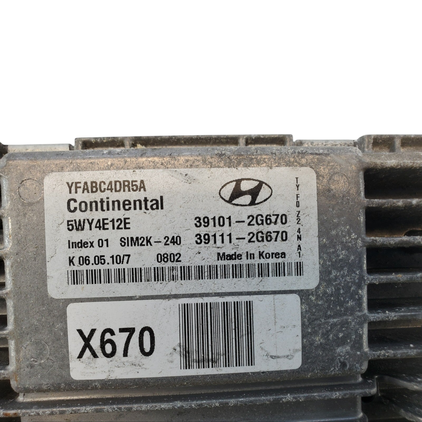 ENGINE COMPUTER HYUNDAI SONATA 2011 39101-2G670 39111-2G670 2.4L PCM ECM OEM