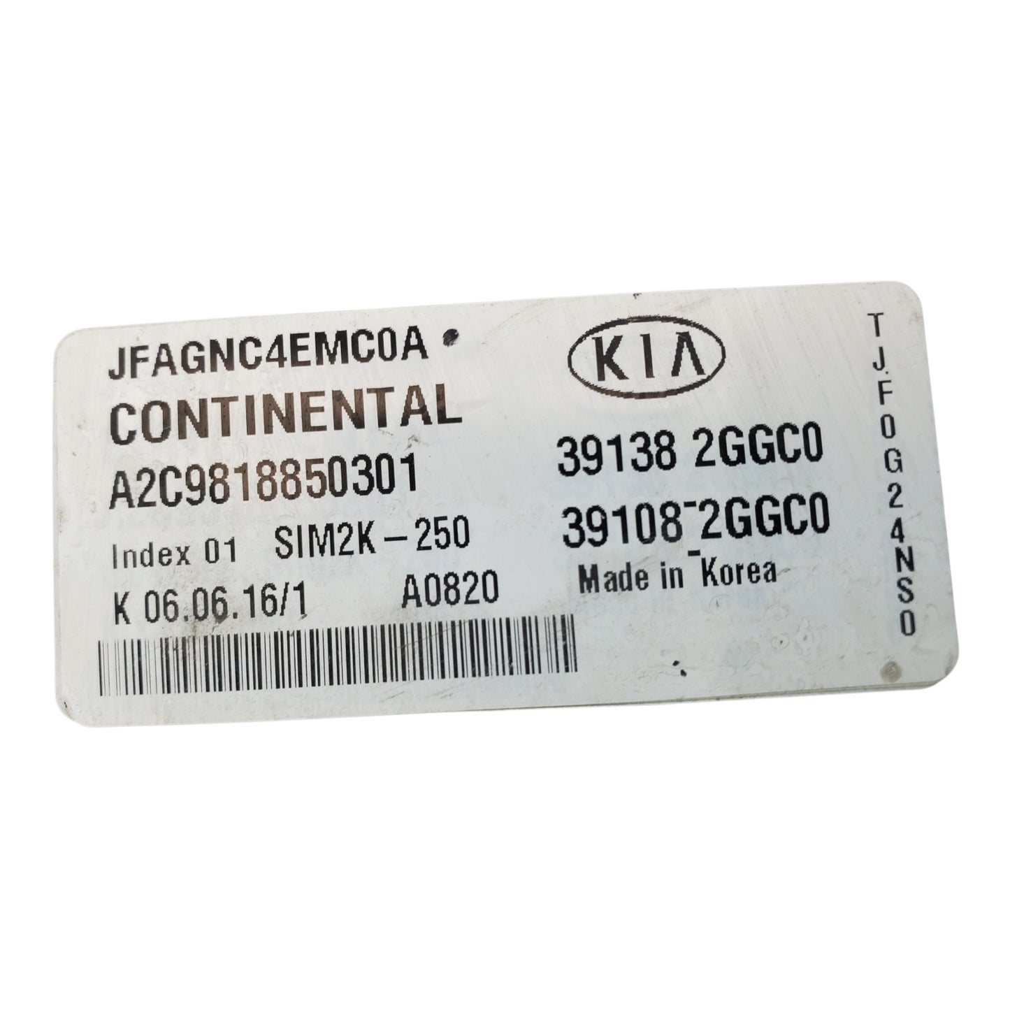 2016 2017 2018 Kia Optima Engine Computer Ecu Pcm Ecm Pcu Oem 391382GGC0