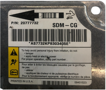 2009 GM Cadillac Escalade Suburban Tahoe SRS Airbag Control Module 20777732