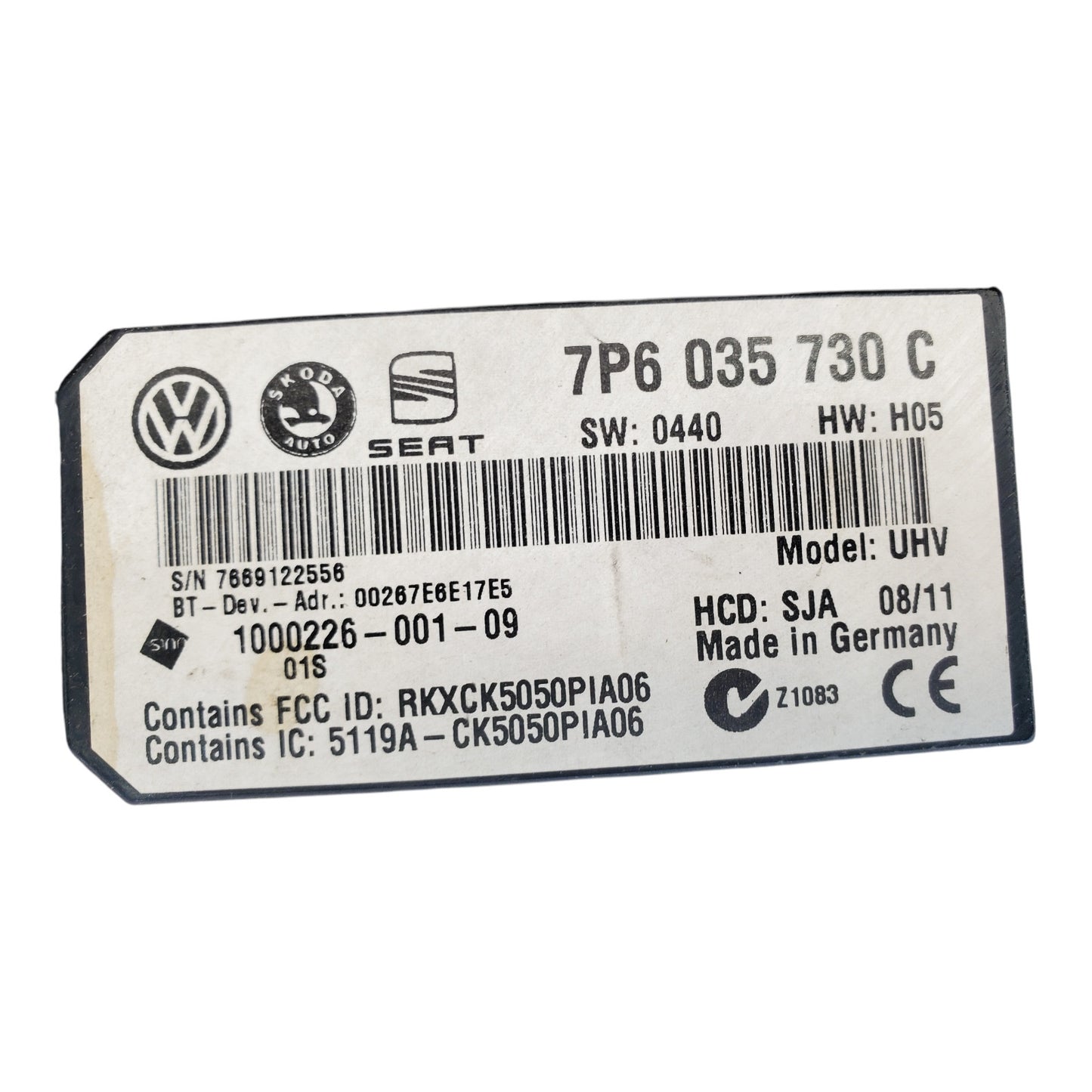 Volkswagen VW Bluetooth Communication Module 7P6 035 730 N 7P6035730N