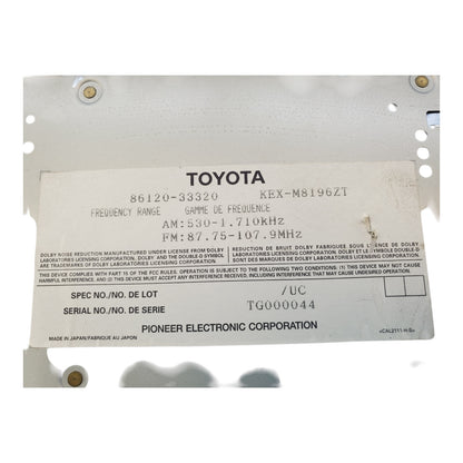 2000-2001 Lexus ES300 Stereo Radio Receiver Cassette Player 86120-33320