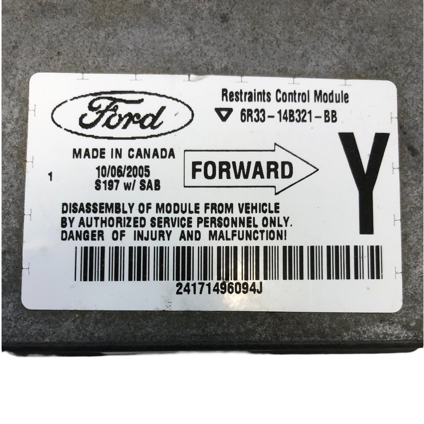 2006 FORD MUSTANG GT COUPE SRS Airbag Control Module 6R33-14B321-BB